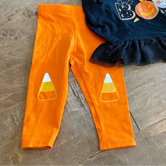 Cat & Jack Toddler Girl Boo Peplum Top & Candy Corn Leggings Set Size 12M NWT - Picture 3 of 5